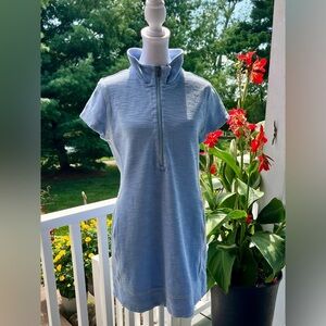 Tommy Bahama Blue Half-Zip Short Sleeve Sweatshirt Dress with Pockets - Size S